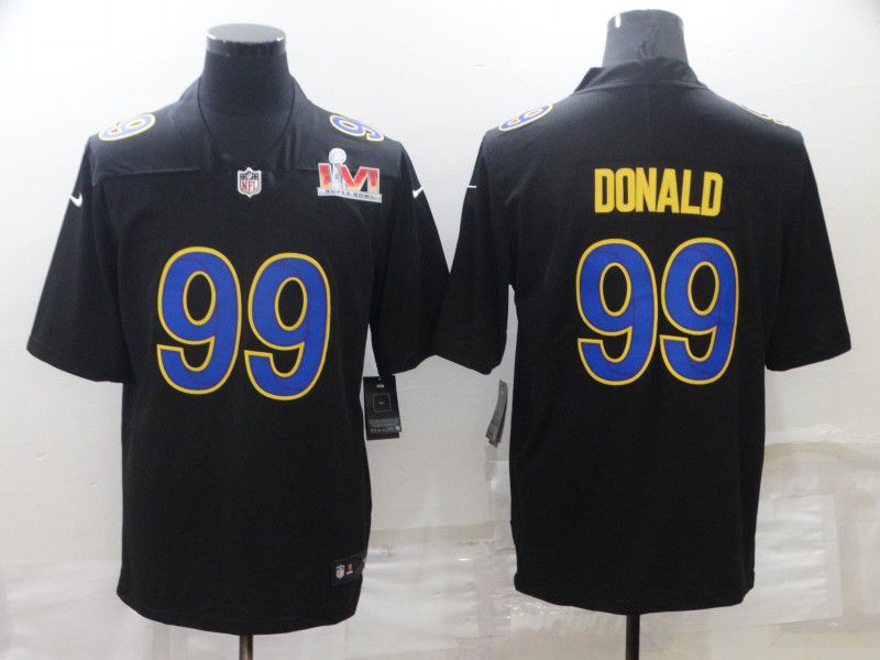 Men Los Angeles Rams #99 Donald Black Super Bowl LVII Patch Limited NFL Jersey